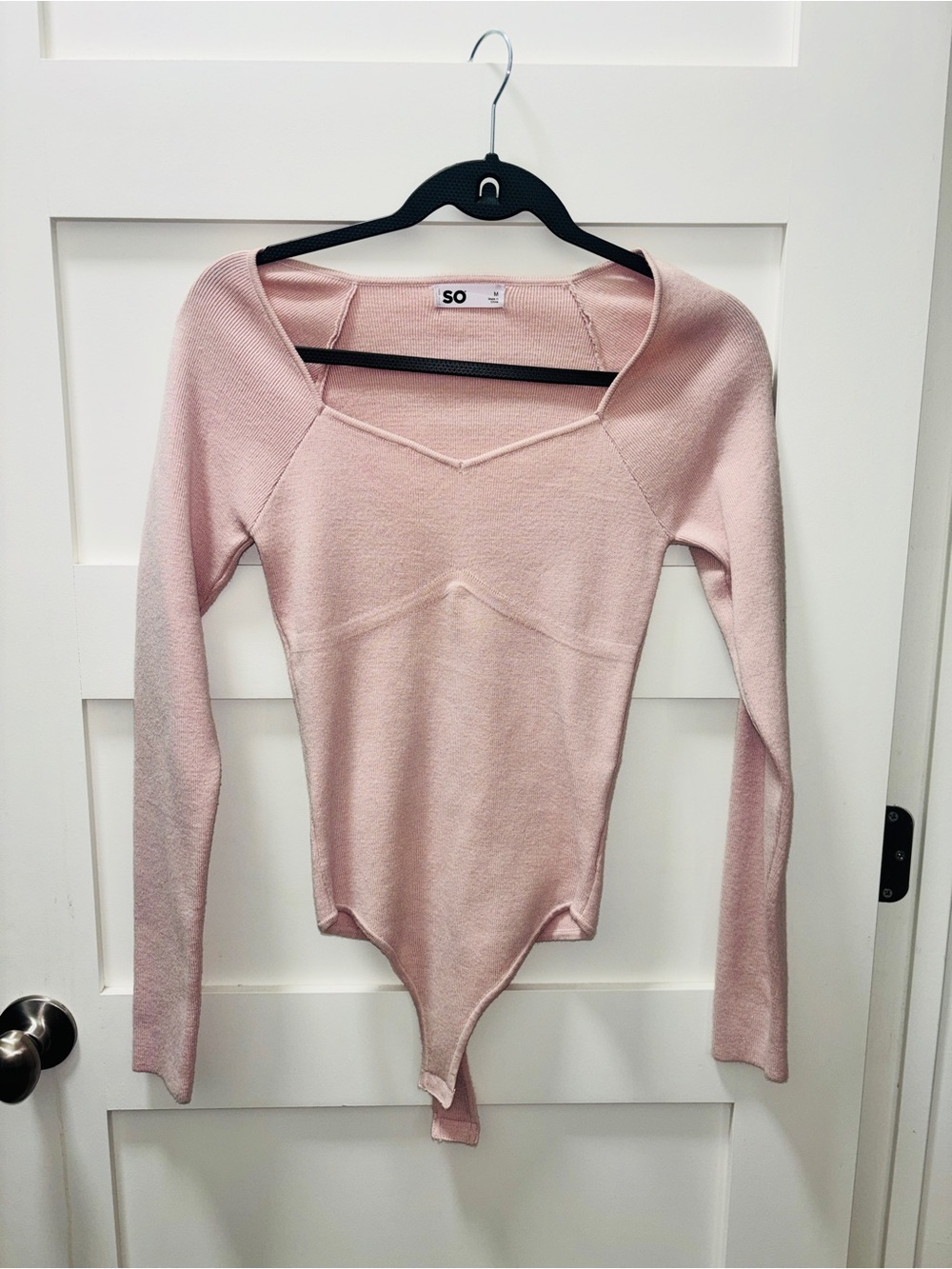 NBW SO Light Pink Long-Sleeve Square Neck Bodysuit